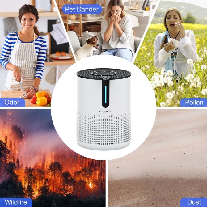 MOOKA HEPA Air Purifier Air Cleaner for Smoke Mold Odor Dust Home Room Office Air Purifiers - Image 8