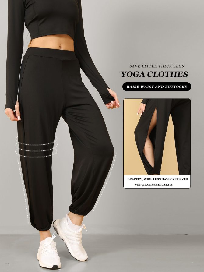 High Slit Boho Harem Yoga Pants for Women – Flowy, Trendy & Comfortable - Image 11