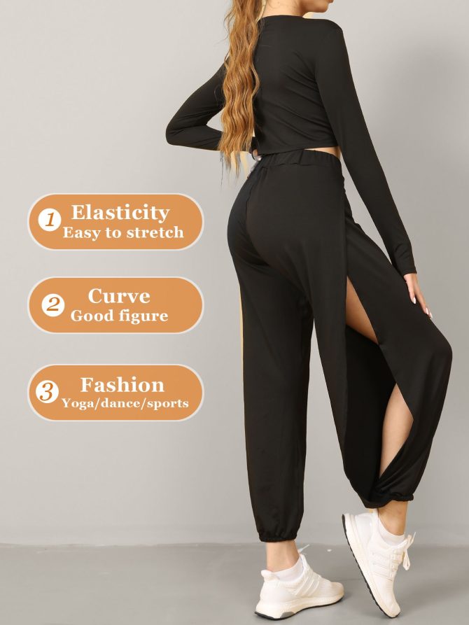 High Slit Boho Harem Yoga Pants for Women – Flowy, Trendy & Comfortable - Image 28