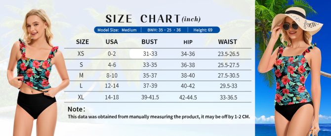 Tankini Swimsuit for Women Two Piece Tummy Control Bathing Suit Ruched Ruffle Swimwear Top with Bottom - Image 14