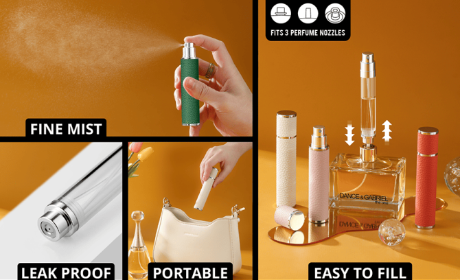 PSXCYB010green   10ml luxury perfume bottle, portable perfume bottle, magnetic suction leather leak-proof Refillable perfume bottle cologne spray, travel mini perfume bottle thick glass bottle travel - Image 11