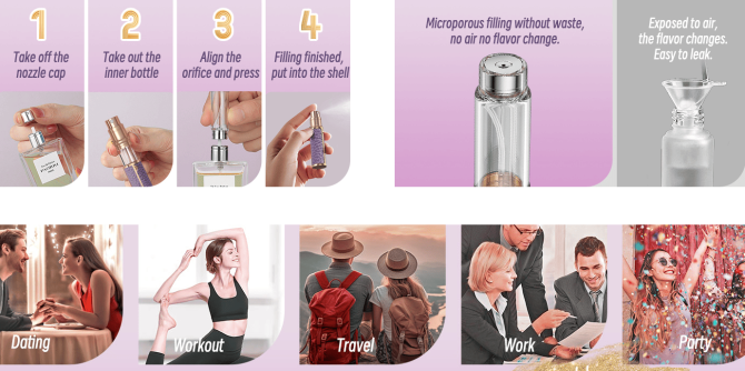 PSXCYB010green   10ml luxury perfume bottle, portable perfume bottle, magnetic suction leather leak-proof Refillable perfume bottle cologne spray, travel mini perfume bottle thick glass bottle travel - Image 16