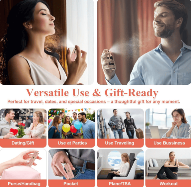 PSXCYB010Orange  10ml luxury perfume bottle, portable perfume bottle, magnetic suction leather leak-proof Refillable perfume bottle cologne spray, travel mini perfume bottle, thick glass bottle, tra - Image 14