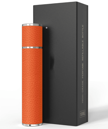 PSXCYB010Orange  10ml luxury perfume bottle, portable perfume bottle, magnetic suction leather leak-proof Refillable perfume bottle cologne spray, travel mini perfume bottle, thick glass bottle, tra