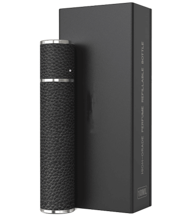 PSXCYB010black  10ml luxury perfume bottle, portable perfume bottle, magnetic suction leather leak-proof Refillable perfume bottle cologne spray, travel mini perfume bottle thick glass bottle travel