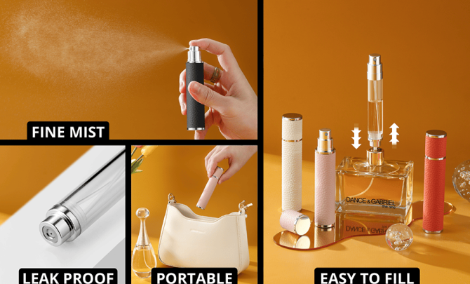 PSXCYB010black  10ml luxury perfume bottle, portable perfume bottle, magnetic suction leather leak-proof Refillable perfume bottle cologne spray, travel mini perfume bottle thick glass bottle travel - Image 10
