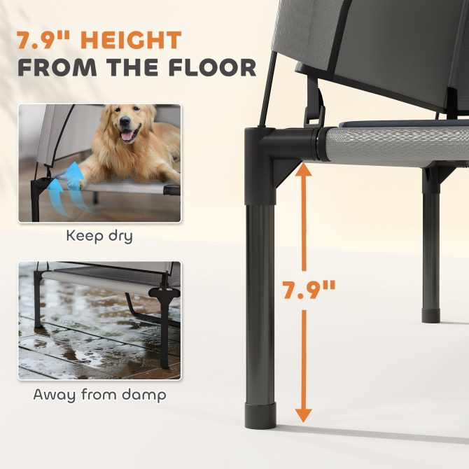 PawHut Elevated Dog Bed with Removable Canopy, Portable Outside Raised Pet Cot with Cooling Pad, Storage Bag, 42" x 30" x 37" - Image 6