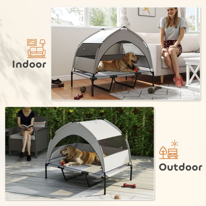 PawHut Elevated Dog Bed with Removable Canopy, Portable Outside Raised Pet Cot with Cooling Pad, Storage Bag, 42" x 30" x 37" - Image 8