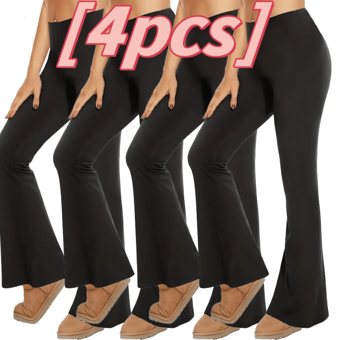 4pcs Butt-Lifting Flare Yoga Pants – High Waist, Ultra Stretch, Naked Feel Leggings for Women - Image 4
