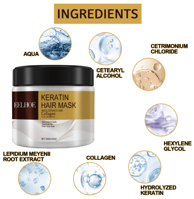 PSEEA03-A252-100-MX1   EELHOE Keratin Hair Mask  Deeply moisturizing and repairing damaged, dry, frayed, and knitted hair with a hair mask. Organic hair dye cream - Image 11