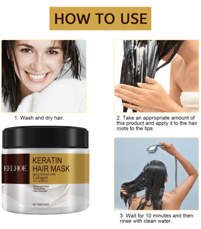 PSEEA03-A252-100-MX1   EELHOE Keratin Hair Mask  Deeply moisturizing and repairing damaged, dry, frayed, and knitted hair with a hair mask. Organic hair dye cream - Image 12