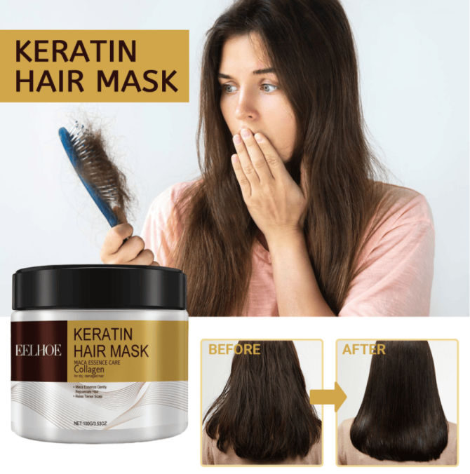 PSEEA03-A252-100-MX1   EELHOE Keratin Hair Mask  Deeply moisturizing and repairing damaged, dry, frayed, and knitted hair with a hair mask. Organic hair dye cream - Image 5