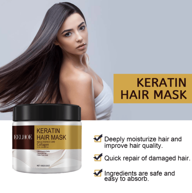 PSEEA03-A252-100-MX1   EELHOE Keratin Hair Mask  Deeply moisturizing and repairing damaged, dry, frayed, and knitted hair with a hair mask. Organic hair dye cream - Image 7