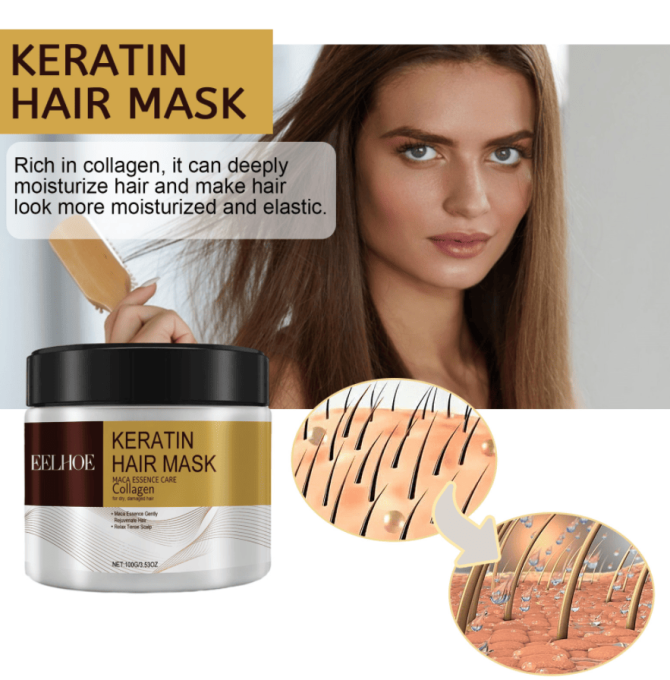 PSEEA03-A252-100-MX1   EELHOE Keratin Hair Mask  Deeply moisturizing and repairing damaged, dry, frayed, and knitted hair with a hair mask. Organic hair dye cream - Image 10