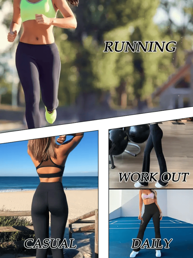 4pcs Butt-Lifting Flare Yoga Pants – High Waist, Ultra Stretch, Naked Feel Leggings for Women - Image 11