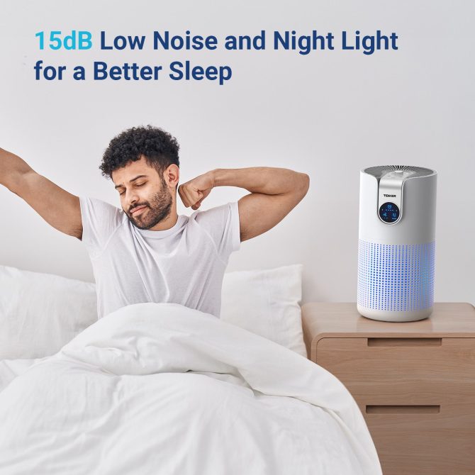 TENKER M03 Air Purifier White for Home Large Room HEPA Air Purifier for Bedroom Pets Kitchen, Air Filter Cleaner for Smoke Pollen Dust Dander Odor - Image 6