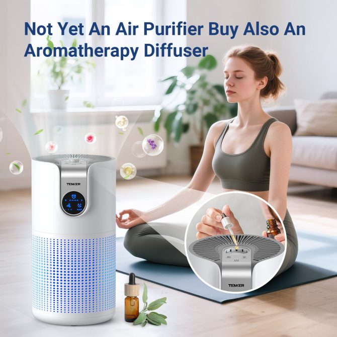 TENKER M03 Air Purifier White for Home Large Room HEPA Air Purifier for Bedroom Pets Kitchen, Air Filter Cleaner for Smoke Pollen Dust Dander Odor - Image 7