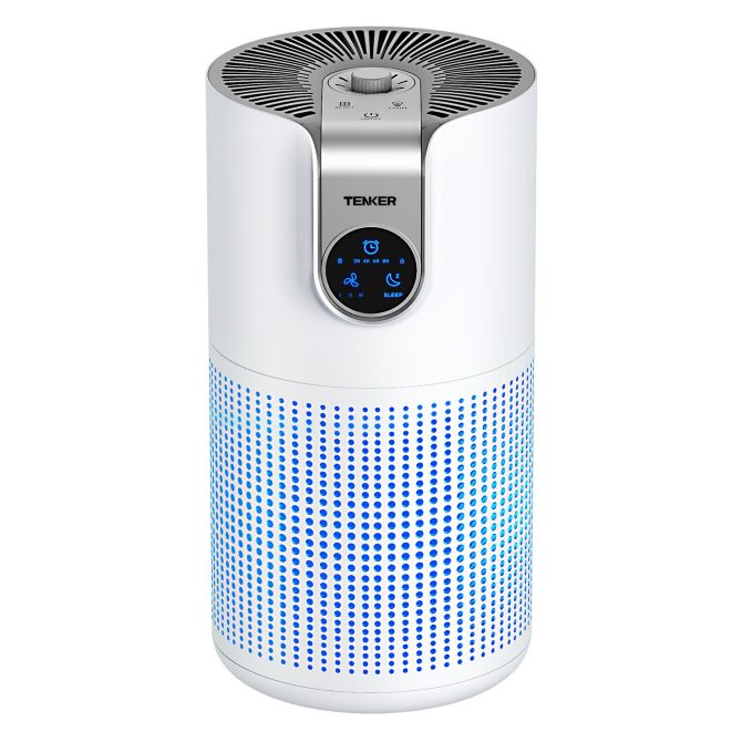 TENKER M03 Air Purifier White for Home Large Room HEPA Air Purifier for Bedroom Pets Kitchen, Air Filter Cleaner for Smoke Pollen Dust Dander Odor