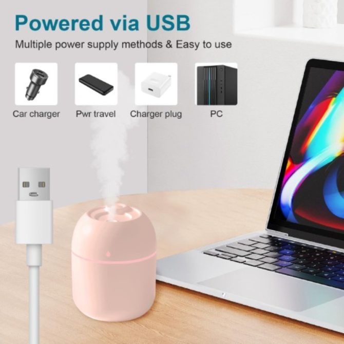 (FST-EV-6)Portable Mini Humidifier, 220ml,Small Cool Mist Humidifier, USB Personal Desktop Humidifier For Bedroom Travel Office Home - Image 5