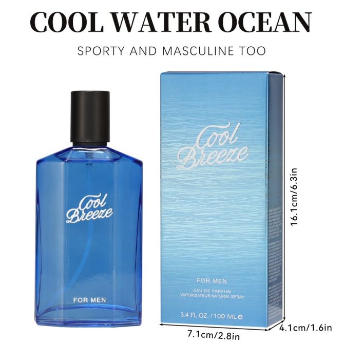 3.4fl Oz Men's Eau De Toilette Spray, Long-Lasting Perfume, Notes Of Mint, Rosemary, Sea Water Flavor, Perfect For Dating, Daily Life, Parties, Gift Giving - Image 3
