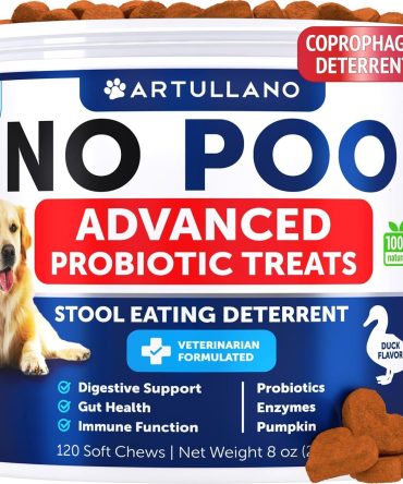 No Poo Chews for Dogs Puppy Coprophagia Stool Eating Deterrent Prevent Dog from Eating Poop Stop Eating Poop Treats with Probiotics & Enzymes Immune Digestive Gut Health Support Supplement