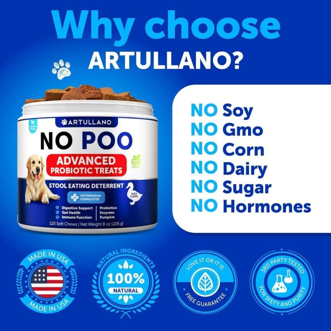 No Poo Chews for Dogs Puppy Coprophagia Stool Eating Deterrent Prevent Dog from Eating Poop Stop Eating Poop Treats with Probiotics & Enzymes Immune Digestive Gut Health Support Supplement - Image 5
