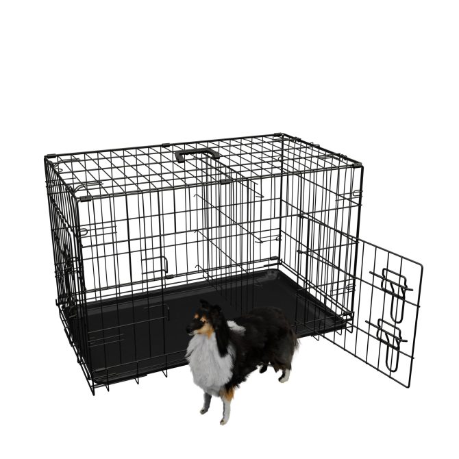 Dog Crate, 30 Inch Medium Dog Cage with Divider and Plastic Leak-Proof Pan Tray, Double Door Folding Metal Wire Cage for Indoor, Outdoor, and Travel, Made in Vietnam - Image 12