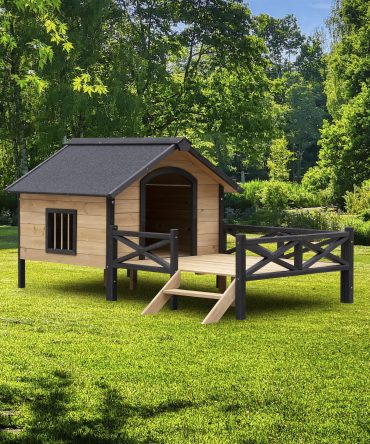 Outdoor Large Wooden Cabin House Style Wooden Dog Kennel with Porch