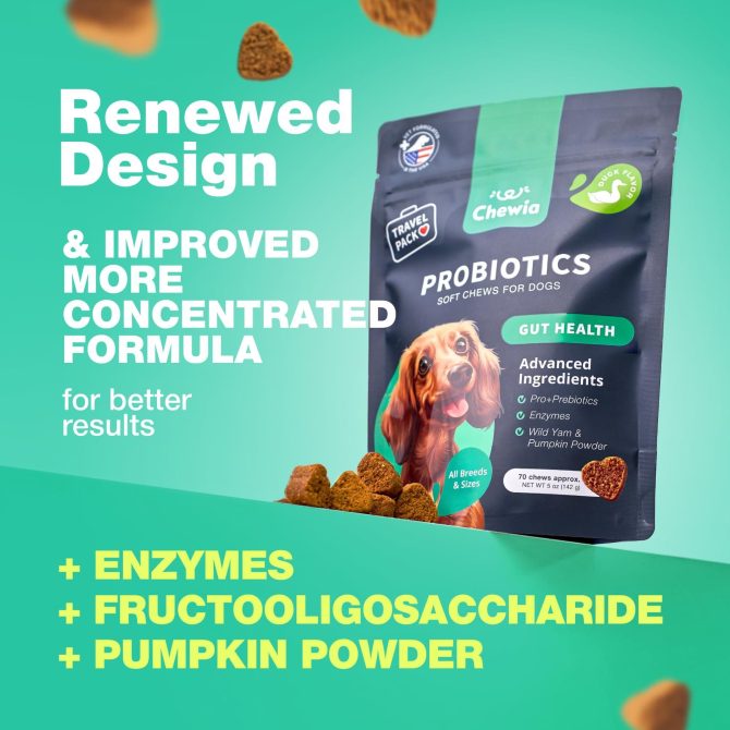 Probiotics for Dogs Support Gut Health Immunity Yeast Balance Itchy Skin Allergies Dog Probiotics and Digestive Enzymes Coprophagia Deterrent for Dogs 180 Probiotic Chews for Dogs - Image 2