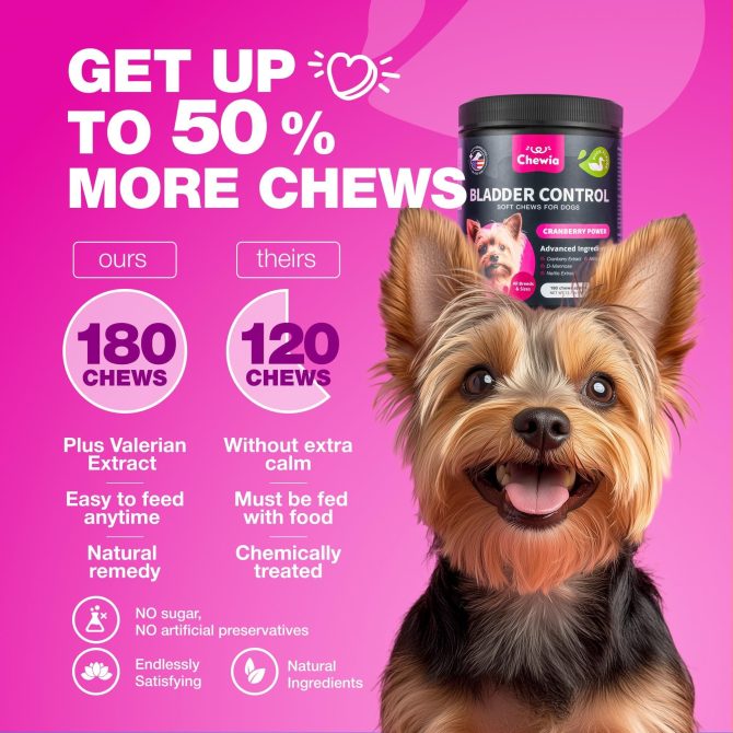 Dog UTI Treatment Dog Cranberry Supplement for Bladder Kidney Health Urinary Tract Incontinence Support Cranberry Supplement for Dog Incontinence Bladder Control Cranberry Chews - Image 6