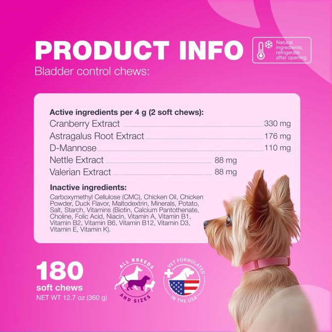 Dog UTI Treatment Dog Cranberry Supplement for Bladder Kidney Health Urinary Tract Incontinence Support Cranberry Supplement for Dog Incontinence Bladder Control Cranberry Chews - Image 7