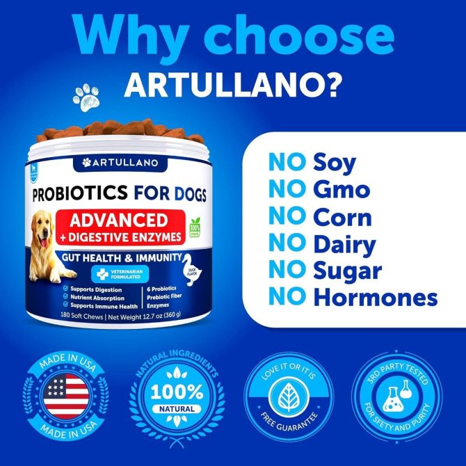 Probiotics for Dogs Support Gut Health Itchy Skin Allergies Immunity Yeast Balance Dog Probiotics and Digestive Enzymes with Prebiotics Reduce Diarrhea Gas 180 Probiotic Chews for Dogs - Image 5