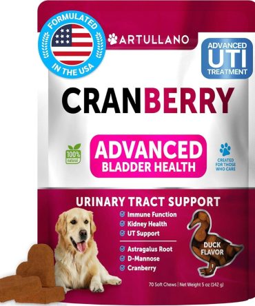 Dog UTI Treatment Cranberry Supplement Bladder Control for Dogs Urinary Tract Infection Incontinence Pill Bladder Stones UTI Medicine Treats 70 Soft Chews for Kidney Support with Fish Oil