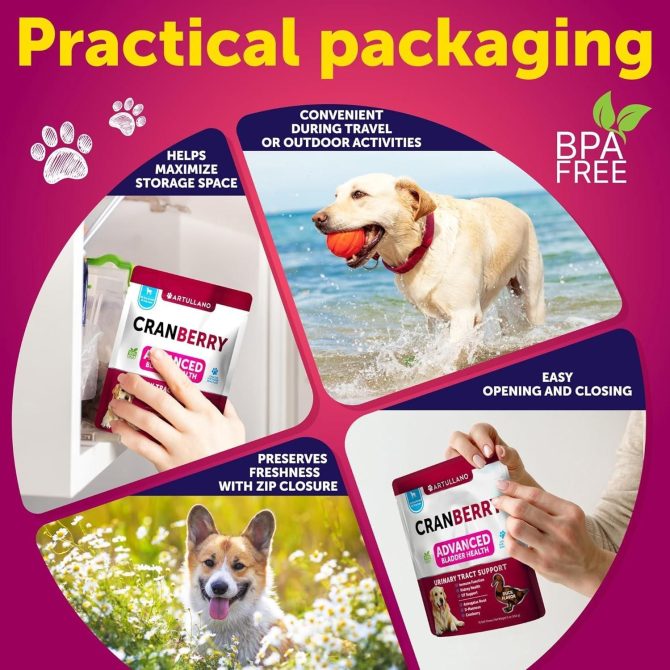 Dog UTI Treatment Cranberry Supplement Bladder Control for Dogs Urinary Tract Infection Incontinence Pill Bladder Stones UTI Medicine Treats 70 Soft Chews for Kidney Support with Fish Oil - Image 5
