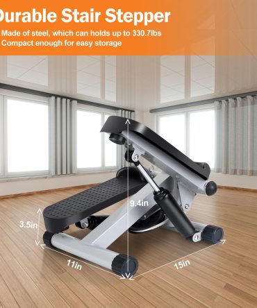 Stepper for Exercise Mini Fitness Stepper with 2 Resistance Bands LCD Monitor Max 330.7LBS Load Stair Stepper Quiet Stepper