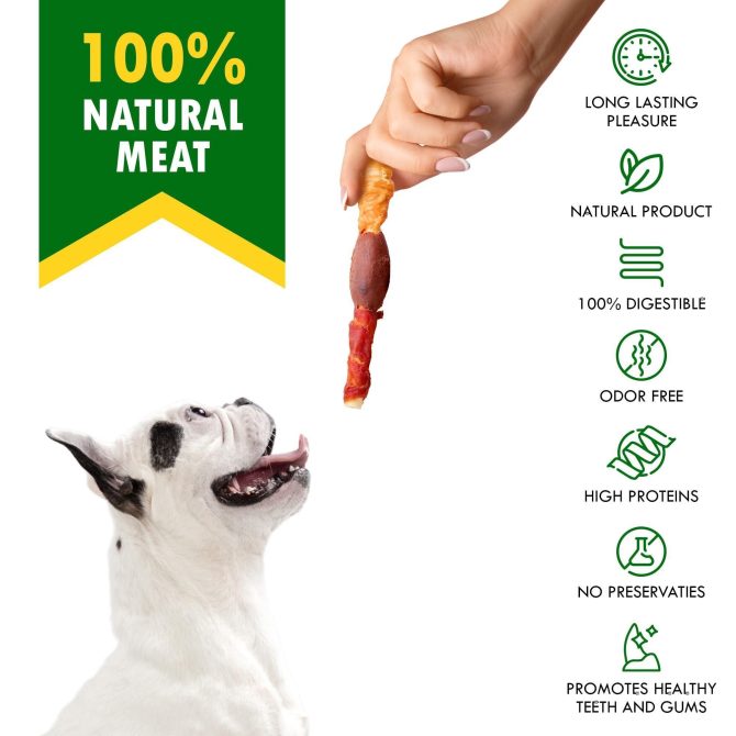 Triple Flavor Dog Rawhide Treats Duck Chicken Human Grade Meat Natural Organic Pet Dried Snacks Grain Free Long Lasting Chews for Large Small Dogs Best Sticks for Healthy Teeth - Image 3