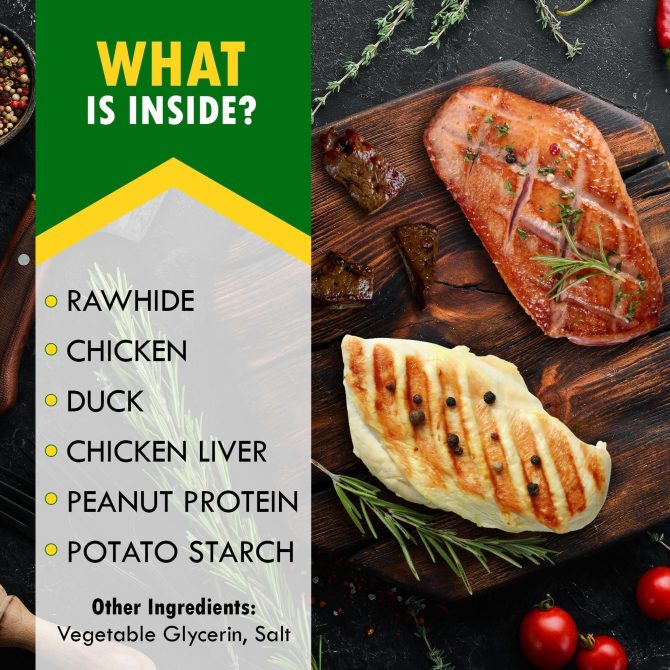 Triple Flavor Dog Rawhide Treats Duck Chicken Human Grade Meat Natural Organic Pet Dried Snacks Grain Free Long Lasting Chews for Large Small Dogs Best Sticks for Healthy Teeth - Image 4