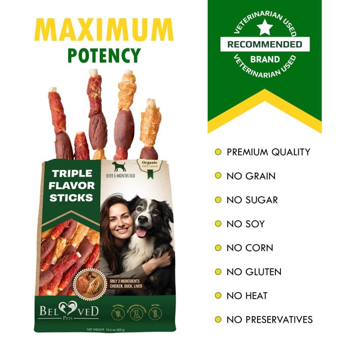 Triple Flavor Dog Rawhide Treats Duck Chicken Human Grade Meat Natural Organic Pet Dried Snacks Grain Free Long Lasting Chews for Large Small Dogs Best Sticks for Healthy Teeth - Image 7