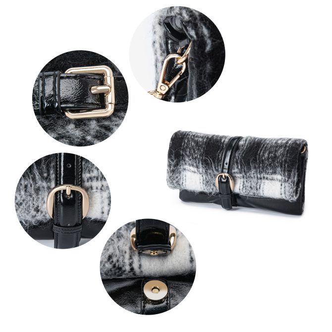 MKF Collection Koumei Wristlet Purse Envelope Snap, Convertible Shoulder Bag Faux Shearling by Mia K. - Image 17
