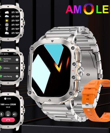 Smart Watches, AMOLED HD Touch Screen Smart Watch With Voice Assistant/Message Reminder/Weather Forcest/Sport Modes, Fashion Outdoor Fitness Watch With Adjustable Band, Compatible For Android/Iphone,