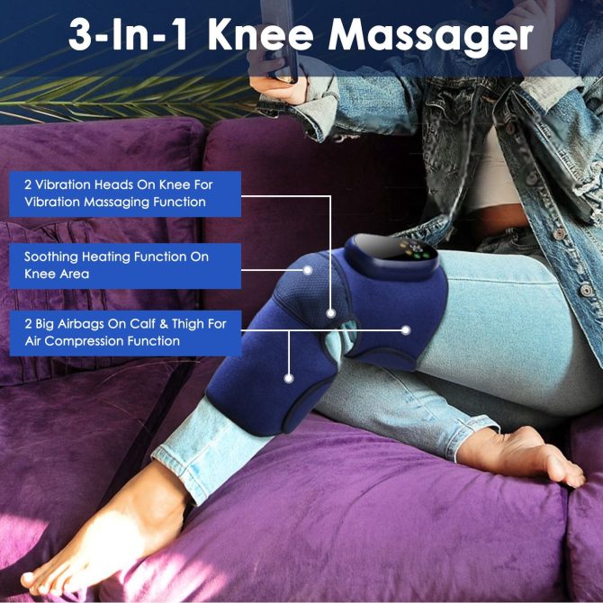 Cordless Knee Massager Heated Knee Brace Wrap Electric Knee Heating Pad with 5-Level Heating 3-Level Vibration 3-Mode & 3-Level Air Compression - Image 8