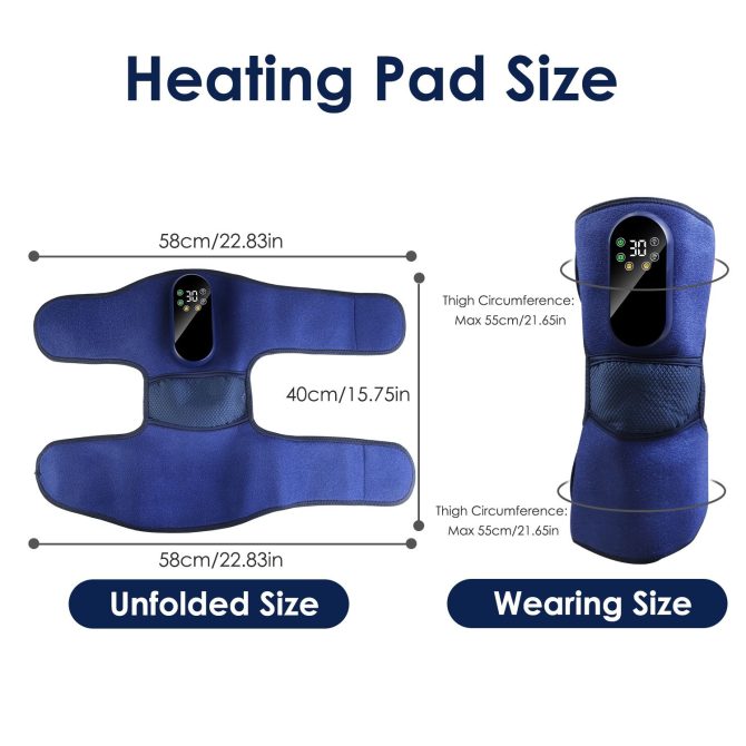 Cordless Knee Massager Heated Knee Brace Wrap Electric Knee Heating Pad with 5-Level Heating 3-Level Vibration 3-Mode & 3-Level Air Compression - Image 9