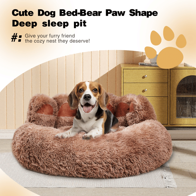 Cute Dog Bed Bear Paw Shape Pet Bed - Dog Beds & Furniture for Small and Medium Dogs, Cat Beds for Indoor Cats - Image 91