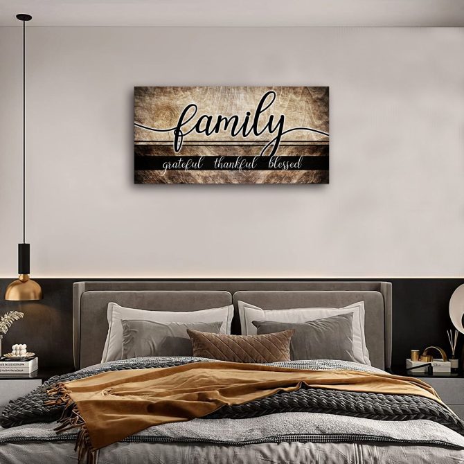 Canvas Wall Art for Living Room,Family Wall Art,Family Grateful Thankful Blessed Wall Decor,Family Quotes Canvas Prints Painting Framed Artwork Picture for Dining Room Bedroom Home Decoration 20"x40" - Image 4