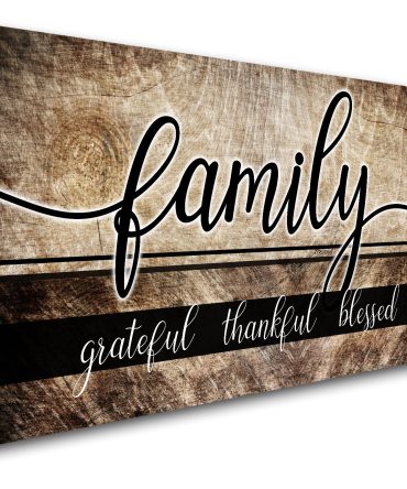 Canvas Wall Art for Living Room,Family Wall Art,Family Grateful Thankful Blessed Wall Decor,Family Quotes Canvas Prints Painting Framed Artwork Picture for Dining Room Bedroom Home Decoration 20"x40"
