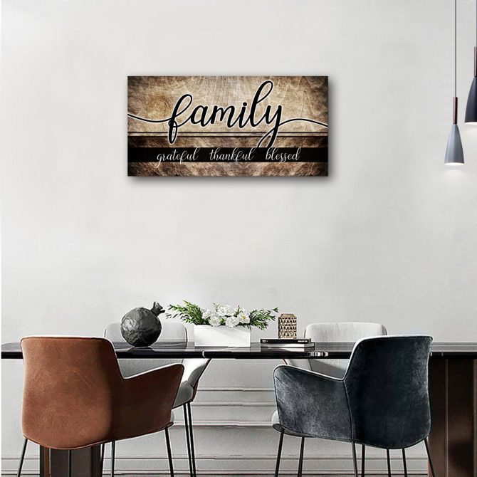 Canvas Wall Art for Living Room,Family Wall Art,Family Grateful Thankful Blessed Wall Decor,Family Quotes Canvas Prints Painting Framed Artwork Picture for Dining Room Bedroom Home Decoration 20"x40" - Image 5