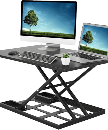 Adjustable Height Standing Desk, Ergonomic Rising Computer Table, Foldable Desk, Portable and Easy to Move, Large Wide Rising Tabletop Computer Table Laptop Home Office Black