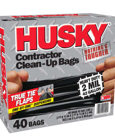 Husky Heavy Duty Contractor Black Bags, 42 Gallon, 40 Bags, 2 Mil (20% PCR)
