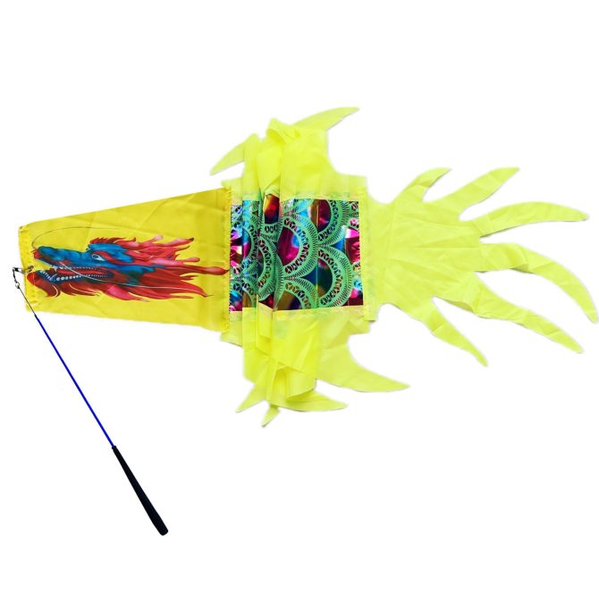 9.8 FT Holographic Dragon Dance Ribbon Streamer Kit, Rainbow Winged Vibrant Dragon Dance Ribbon Poi with Fiberglass Wand for Outdoor Fitness Party Stage Performance Prop Set - Image 7