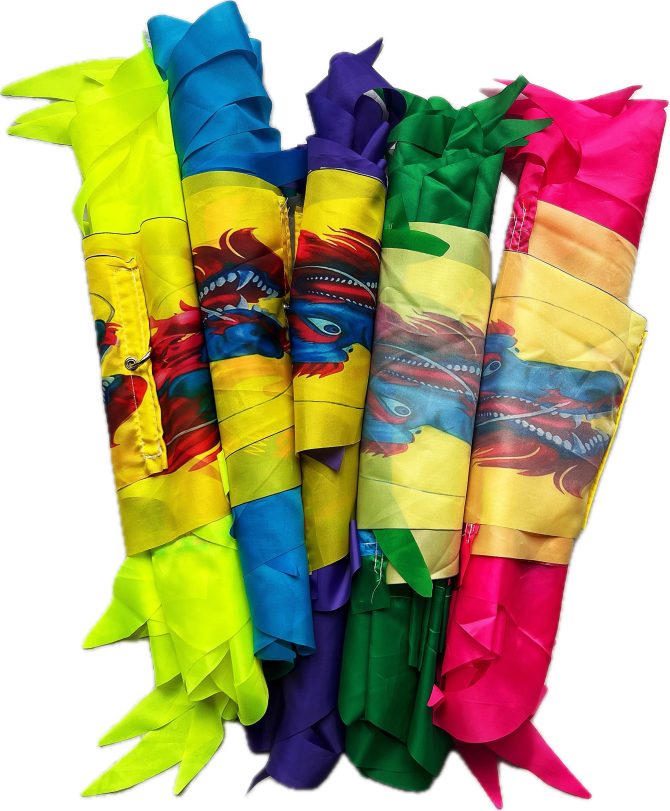 9.8 FT Holographic Dragon Dance Ribbon Streamer Kit, Rainbow Winged Vibrant Dragon Dance Ribbon Poi with Fiberglass Wand for Outdoor Fitness Party Stage Performance Prop Set - Image 6